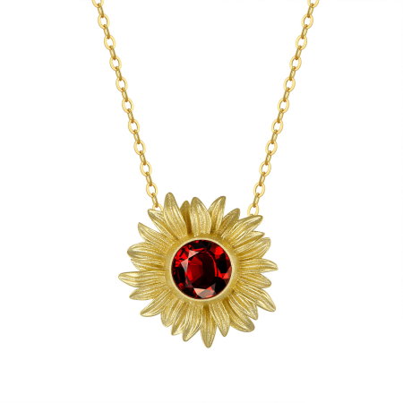 Colier argint 925 placat cu aur 14K cu granat natural [0]