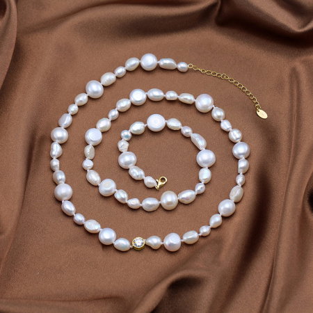 Colier argint 925 placat cu aur 14K cu perle naturale [5]