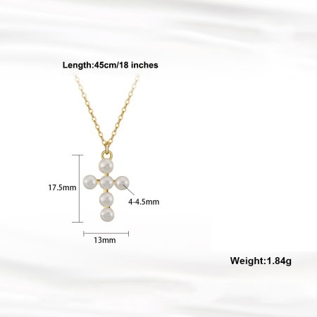 Colier argint 925 placat cu aur 14K cu perle naturale Faith [4]