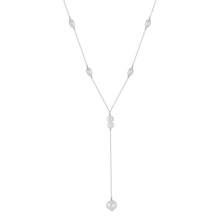Colier argint 925 placat cu rodiu cu perle naturale