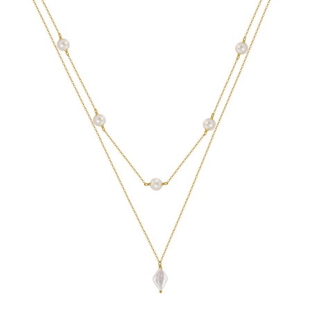 Colier argint 925 placat cu aur 14K cu perle naturale