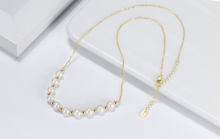 Colier argint 925 placat cu aur 14K cu perle naturale [5]