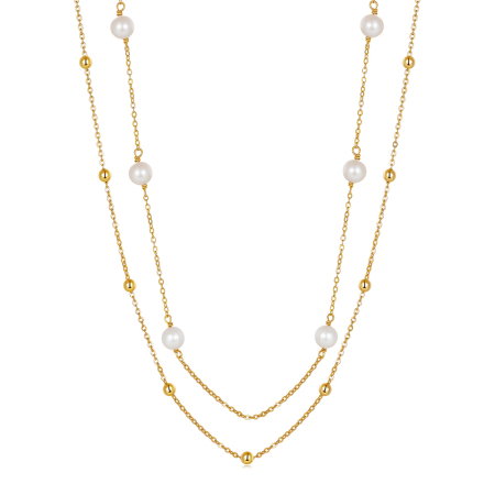 Colier argint 925 placat cu aur 14K cu perle naturale