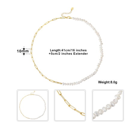 Colier argint 925 placat cu aur 14K cu perle naturale [4]