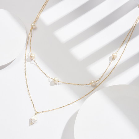 Colier argint 925 placat cu aur 14K cu perle naturale [2]