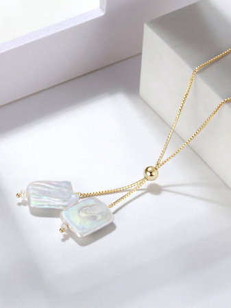 Colier argint 925 placat cu aur 14K cu perle naturale [5]