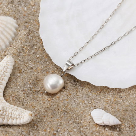 Colier argint 925 placat cu rodiu cu perle naturale [1]