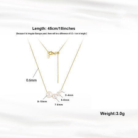 Colier argint 925 placat cu aur 14K cu 4 perle naturale [4]