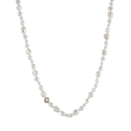 Colier argint 925 placat cu aur 14K cu perle naturale