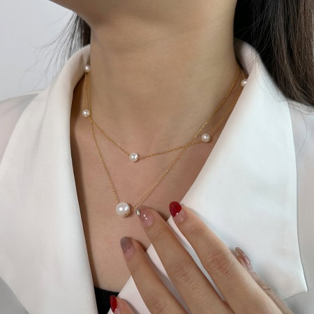 Colier argint 925 placat cu aur 14K cu perle naturale [3]