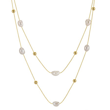 Colier argint 925 placat cu aur 14K cu perle naturale