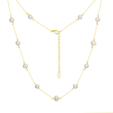 Colier argint 925 placat cu aur 14K cu perle naturale