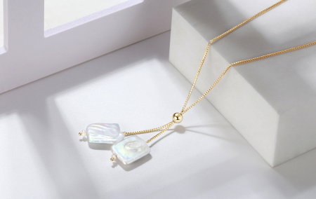 Colier argint 925 placat cu aur 14K cu perle naturale [9]