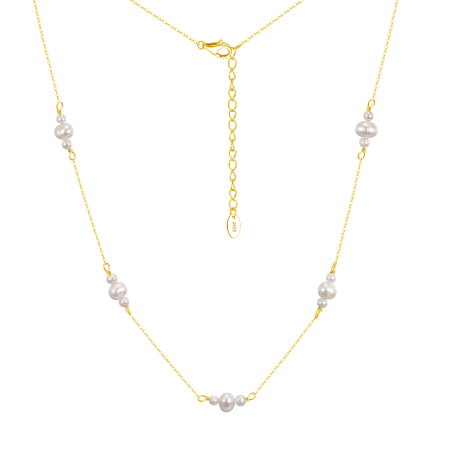 Colier argint 925 placat cu aur 14K cu perle naturale