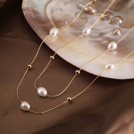 Colier argint 925 placat cu aur 14K cu perle naturale [3]