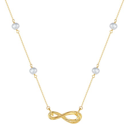 Colier argint 925 placat cu aur 14K cu perle naturale INFINITE LOVE