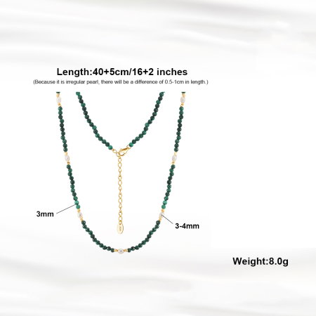 Colier argint 925 placat cu aur 14K cu perle naturale si malachit natural [5]