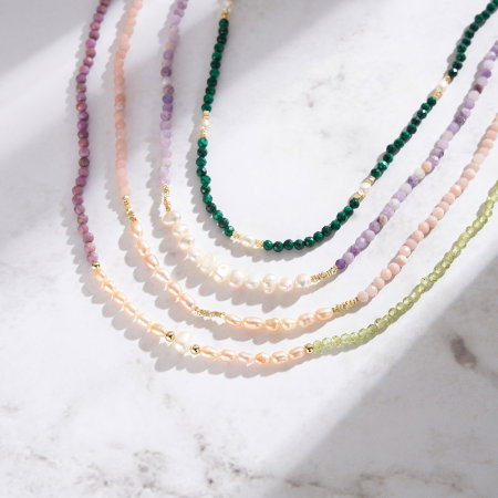 Colier argint 925 placat cu aur 14K cu perle naturale si malachit natural [6]