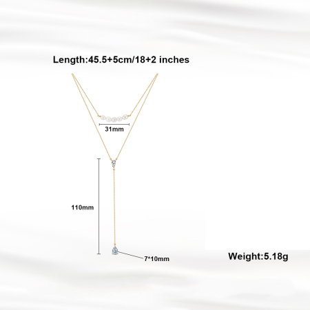 Colier argint 925 placat cu aur 14K cu perle naturale si zirconiu [4]