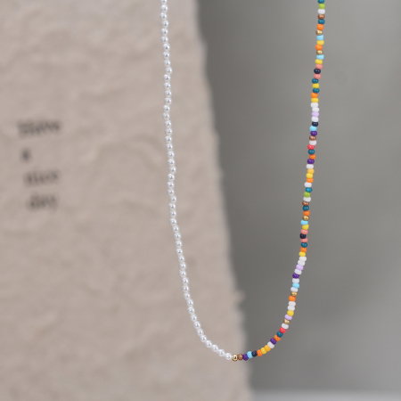 Colier argint 925 placat cu aur 14K cu perle si margele din sticla colorata [3]