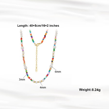 Colier argint 925 placat cu aur 14K cu perle si margele din sticla colorata [5]