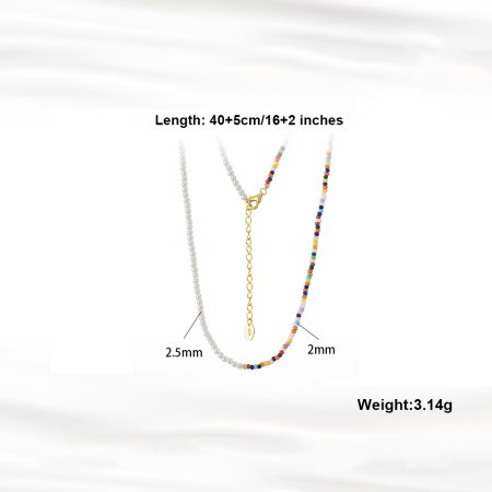 Colier argint 925 placat cu aur 14K cu perle si margele din sticla colorata [5]