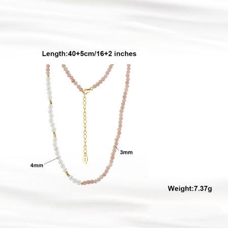 Colier argint 925 placat cu aur 14K cu perle si opal natural [5]