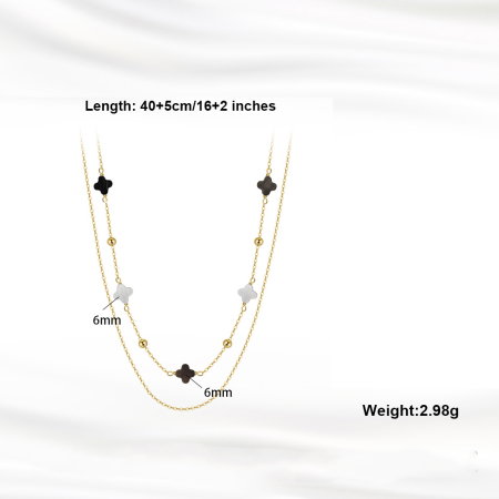 Set argint 925 colier si bratara placate cu aur 14K cu pandantive din sidef Trifoi cu Patru Foi [7]