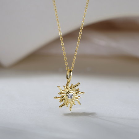 Colier soare argint 925 placat cu aur 14K cu zirconiu [3]