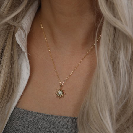 Colier soare argint 925 placat cu aur 14K cu zirconiu [2]