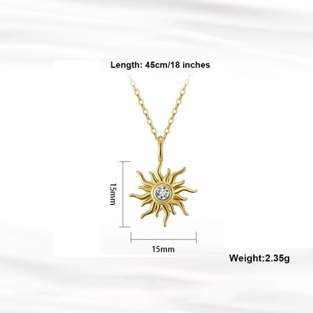 Colier soare argint 925 placat cu aur 14K cu zirconiu [5]