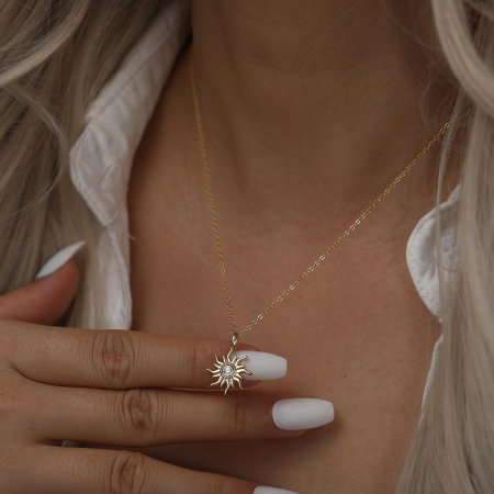 Colier soare argint 925 placat cu aur 14K cu zirconiu [4]