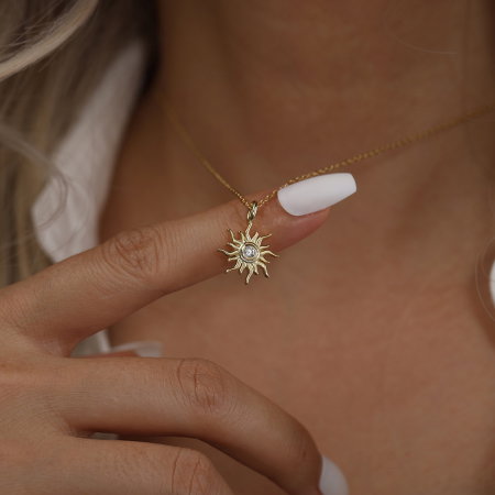 Colier soare argint 925 placat cu aur 14K cu zirconiu [1]