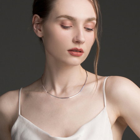 Colier argint 925 plat placat cu rodiu, 40 cm [1]