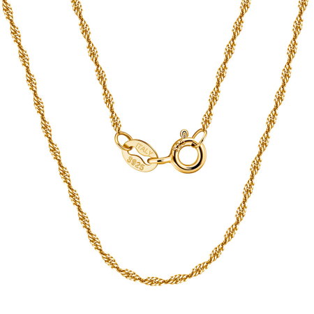 Colier argint 925 rasucit placat cu aur 18K, 60 cm, 1,5 mm