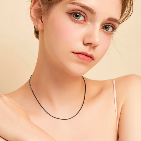 Colier piele naturala cu argint 925 placat cu rodiu, 55 cm, 3 mm [1]