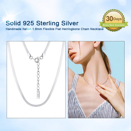 Colier argint 925 plat placat cu rodiu, 40 cm [7]