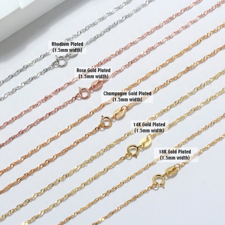 Colier argint 925 rasucit placat cu aur 18, 45 cm, 1,5 mm [1]