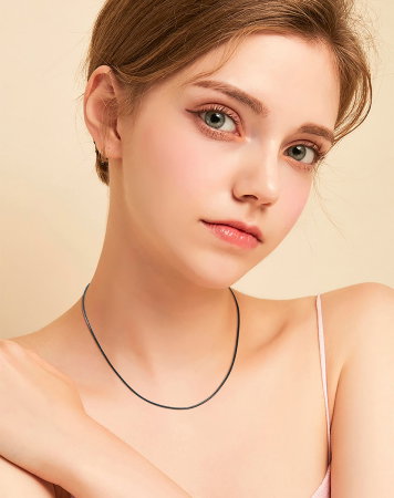 Colier piele naturala cu argint 925 placat cu rodiu, 55 cm, 3 mm [4]