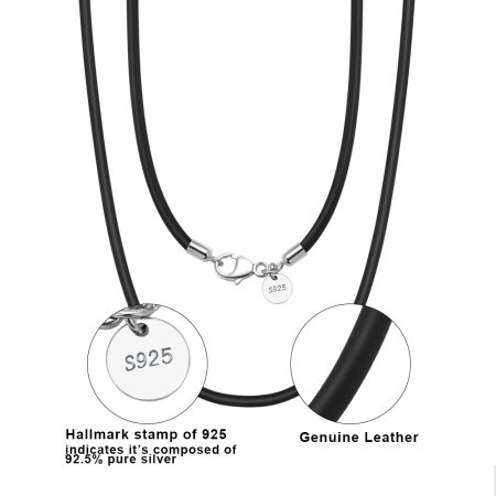 Colier piele naturala cu argint 925 placat cu rodiu, 55 cm, 3 mm [3]