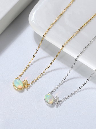 Colier argint 925 placat cu rodiu cu opal natural [7]