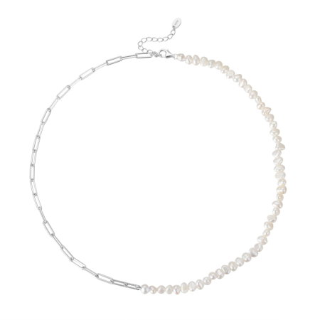 Colier argint 925 placat cu rodiu cu perle naturale