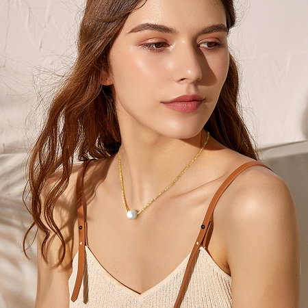 Colier argint 925 placat cu rodiu cu perle naturale [2]