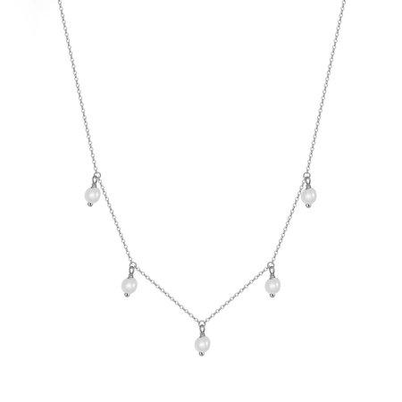 Colier argint 925 placat cu rodiu cu perle naturale