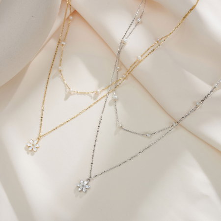 Colier argint 925 placat cu aur 14K cu perle naturale [5]