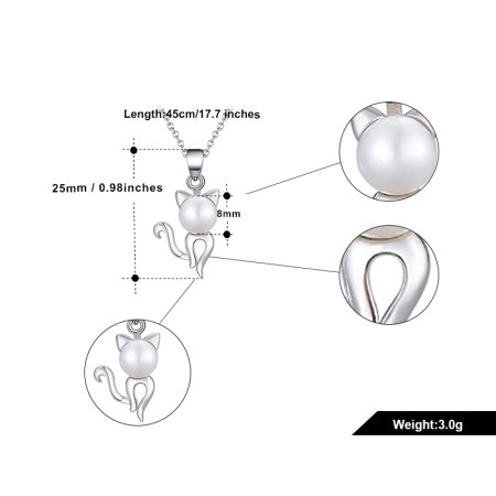 Colier pisicuta din argint 925 placat cu rodiu cu perle naturale [8]