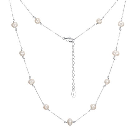 Colier argint 925 placat cu rodiu cu perle naturale