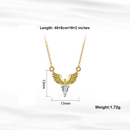 Colier inger argint 925 placat cu aur 14K cu zirconiu [3]