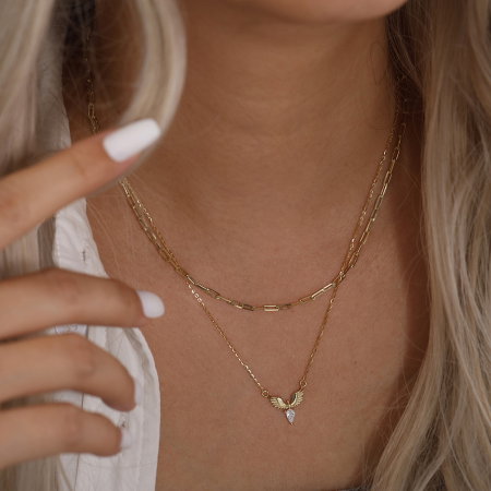 Colier inger argint 925 placat cu aur 14K cu zirconiu [4]