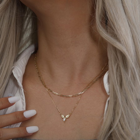 Colier inger argint 925 placat cu aur 14K cu zirconiu [2]